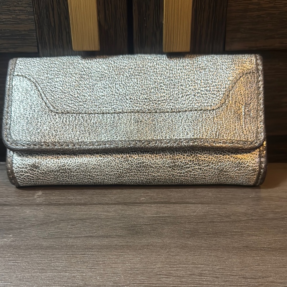 Frye Distressed Silver Leather Wallet